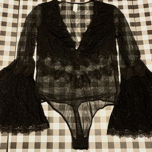 Victoria's Secret Black Lace Bodysuit Teddy w/snap
